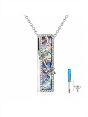 Mountain Urn Necklace for Ashes Sterling Silver Cremation Abalone Shell Jewelry